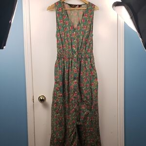 Vintage Eddie Bauer Green Floral Dress Size Medium